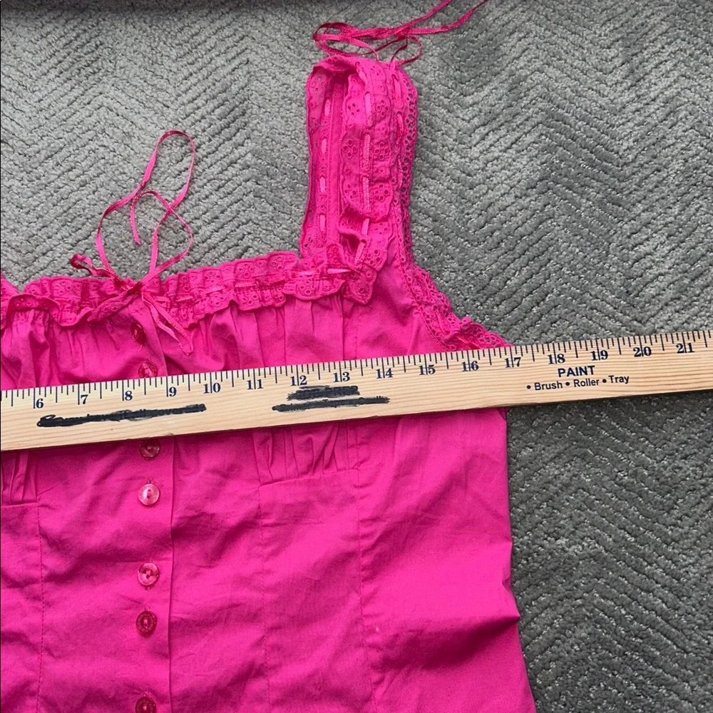 Guess Women’s Y2K Pink Lace Trim Button Front Corset Cami Top Stretch Size M - Picture 10 of 11
